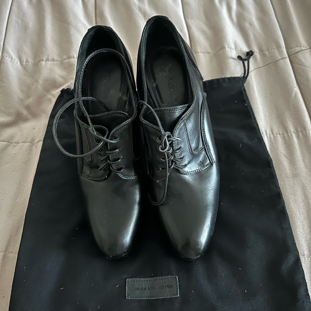 Dries Van Noten Black Leather Heeled Boots